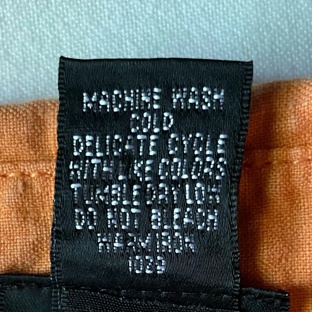 100% Linen Orange Sleeveless Beach Summer Button-Up Top - Picture 7 of 7